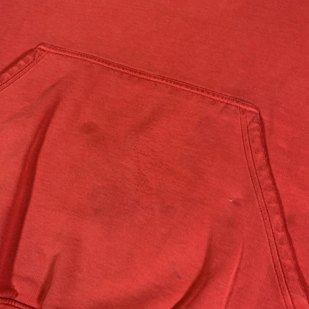 Vintage‎ Nike Essentials Small Swoosh Hoodie Mens Large Red Y2K Gray Tag FLAWS